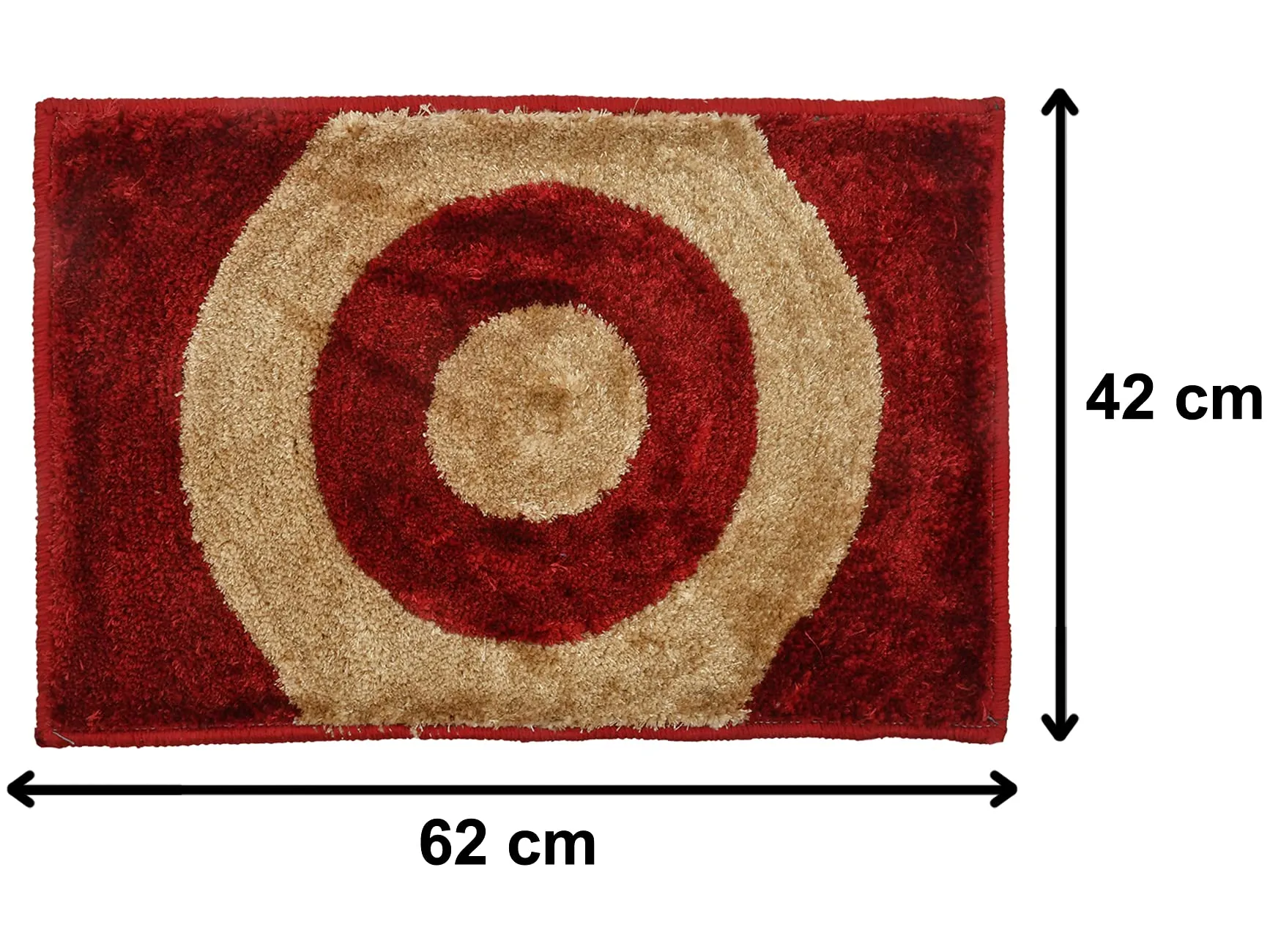 Heart Home Circle Design Soft, Lightweigth Velvet Doormat/Floor Mat (Red & Brown)