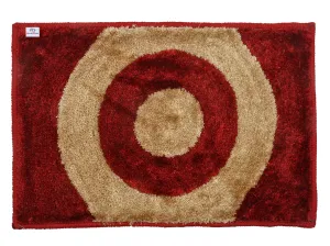 Heart Home Circle Design Soft, Lightweigth Velvet Doormat/Floor Mat (Red & Brown)