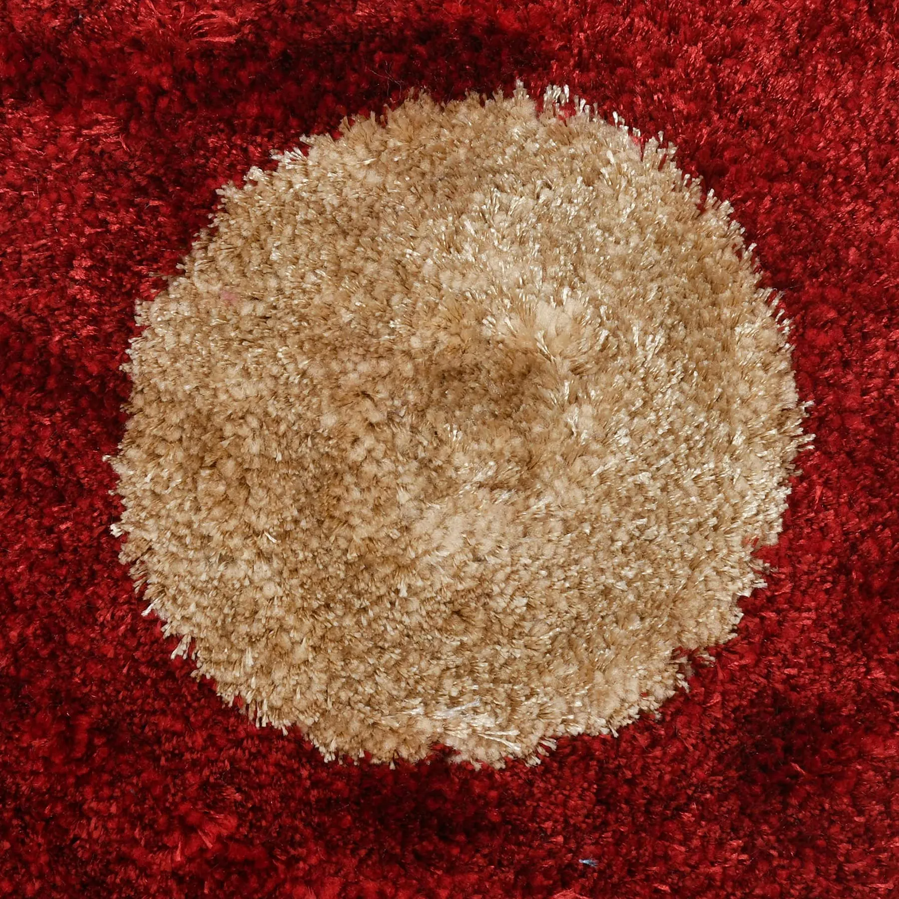 Heart Home Circle Design Soft, Lightweigth Velvet Doormat/Floor Mat (Red & Brown)