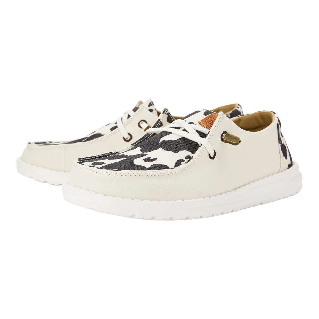 'Hey Dude' Women's Wendy Animal - White / Black Cow Print