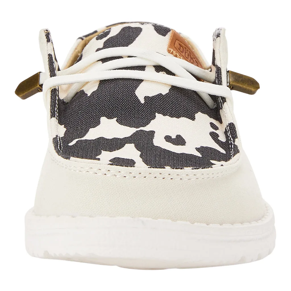 'Hey Dude' Women's Wendy Animal - White / Black Cow Print