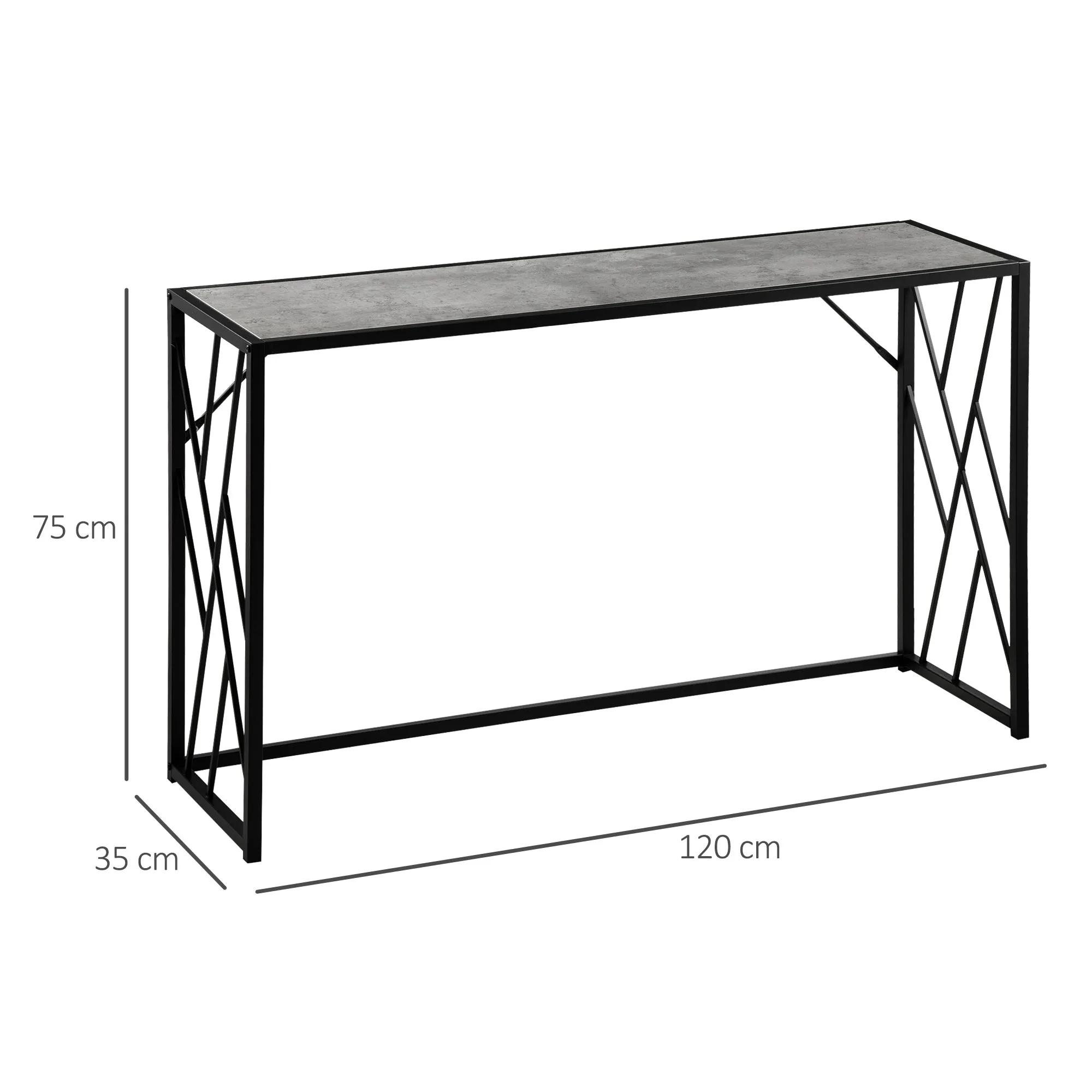 HOMCOM Vintage Sofa Table, Metal Frame Console Table for Hallway Living Room