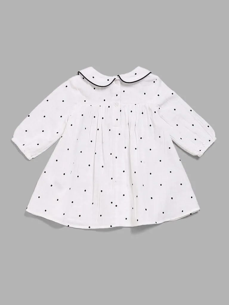 HOP Baby White Polka-Dotted Dress