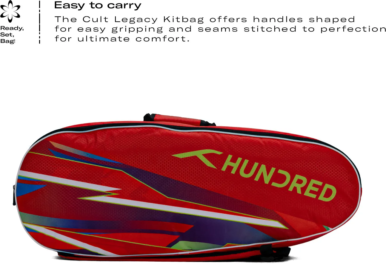 Hundred Cult Legacy Badminton Kit Bag (Red) (Size - M/30 L)