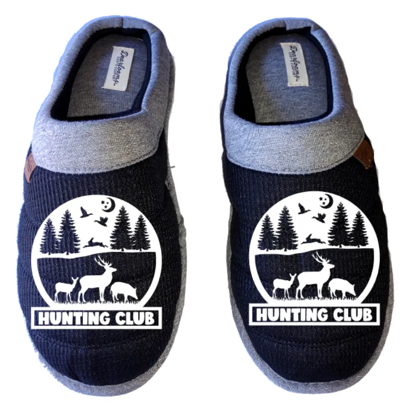 Hunting club deer trees Men's DF by DEARFOAMS hunting Slippers House Shoes slides father dad husband gift