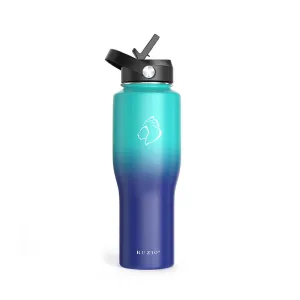 Insulated Water Bottle Fits in Car Cup Holder | 32oz  | Caribbean Blue