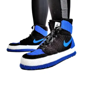 Jordan 1 Retro Royal Blue Home Shoes Sneakers Basketball Crochet Slippers Plush