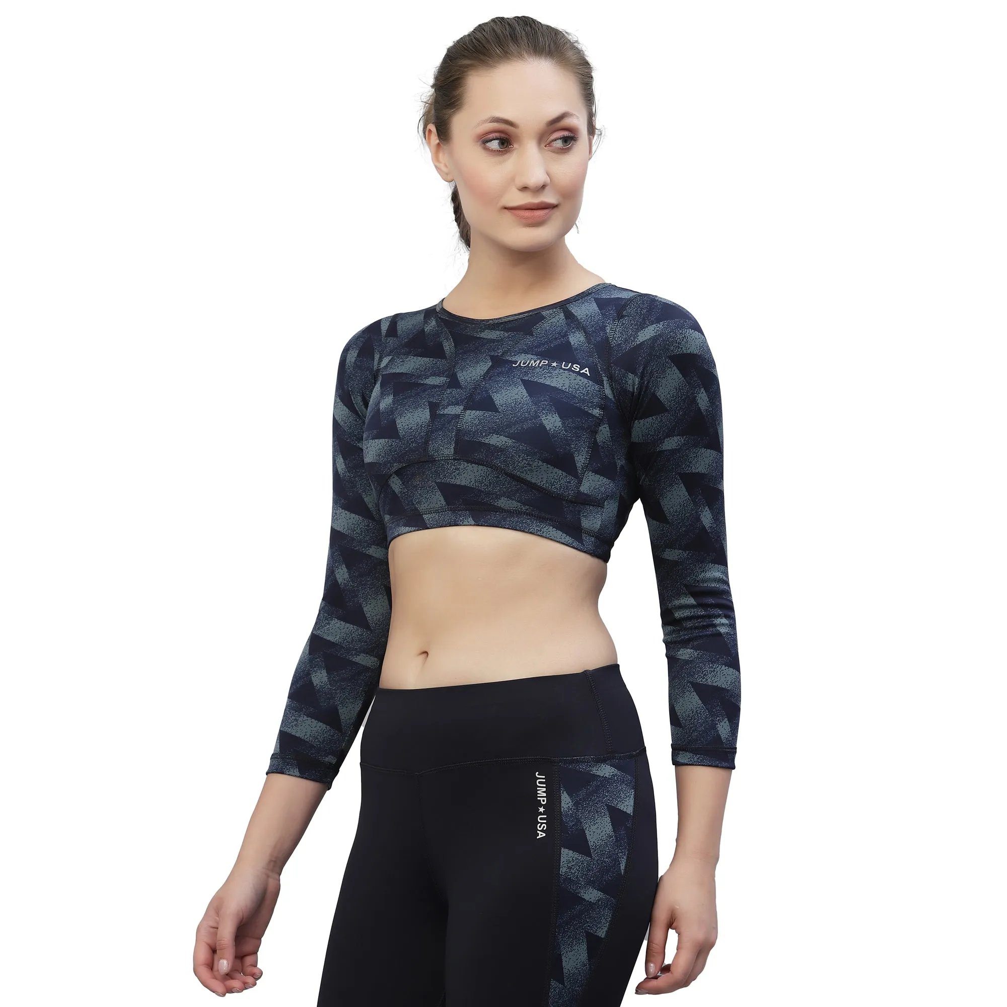 JUMP USA Women's Black Solid Full-sleeves top