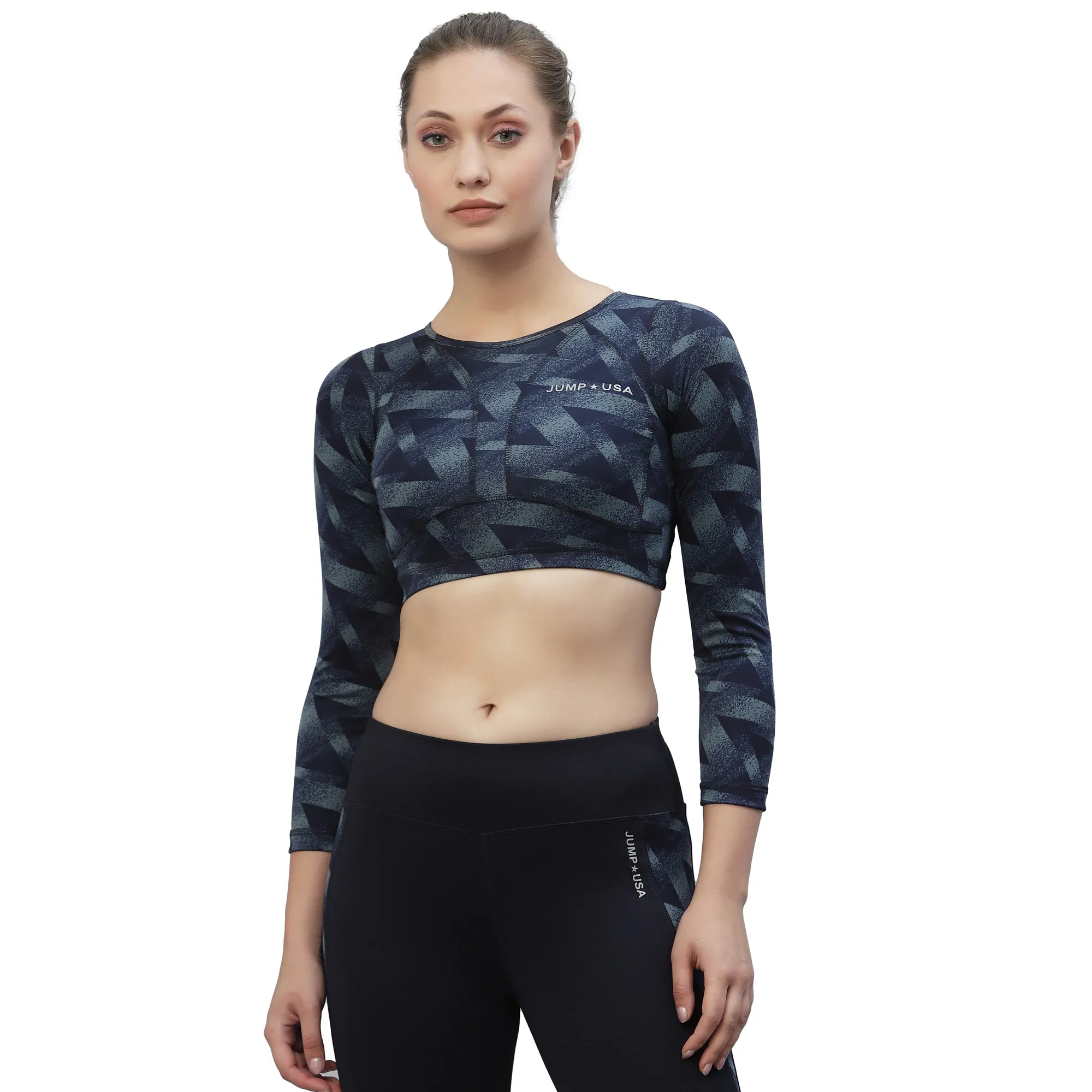 JUMP USA Women's Black Solid Full-sleeves top