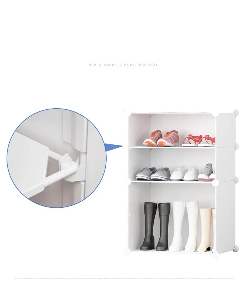 Kuber Industries Shoes Cabinet | 10-Tier Foldable Shoe Rack Organizer for Closet | Plastic Shoe Shelf Collapsible Shoes Storage Box | Easy Assembly Shoe Cabinet with Lids | JL1C10TWH | White