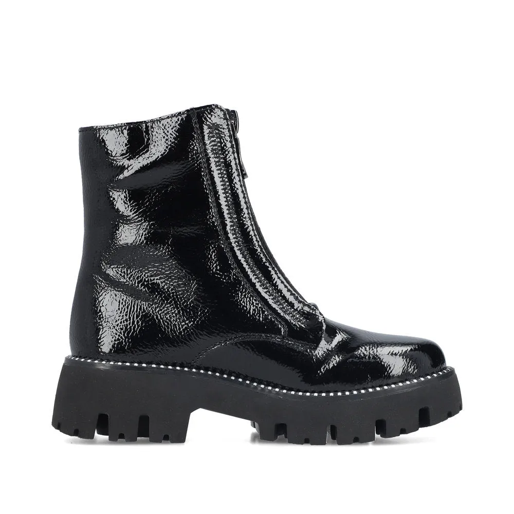 Ladies Rieker Boots Black Chunky Front Zip Y3351-00 sale