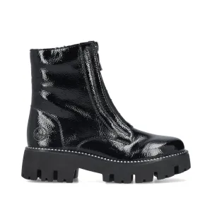 Ladies Rieker Boots Black Chunky Front Zip Y3351-00 sale