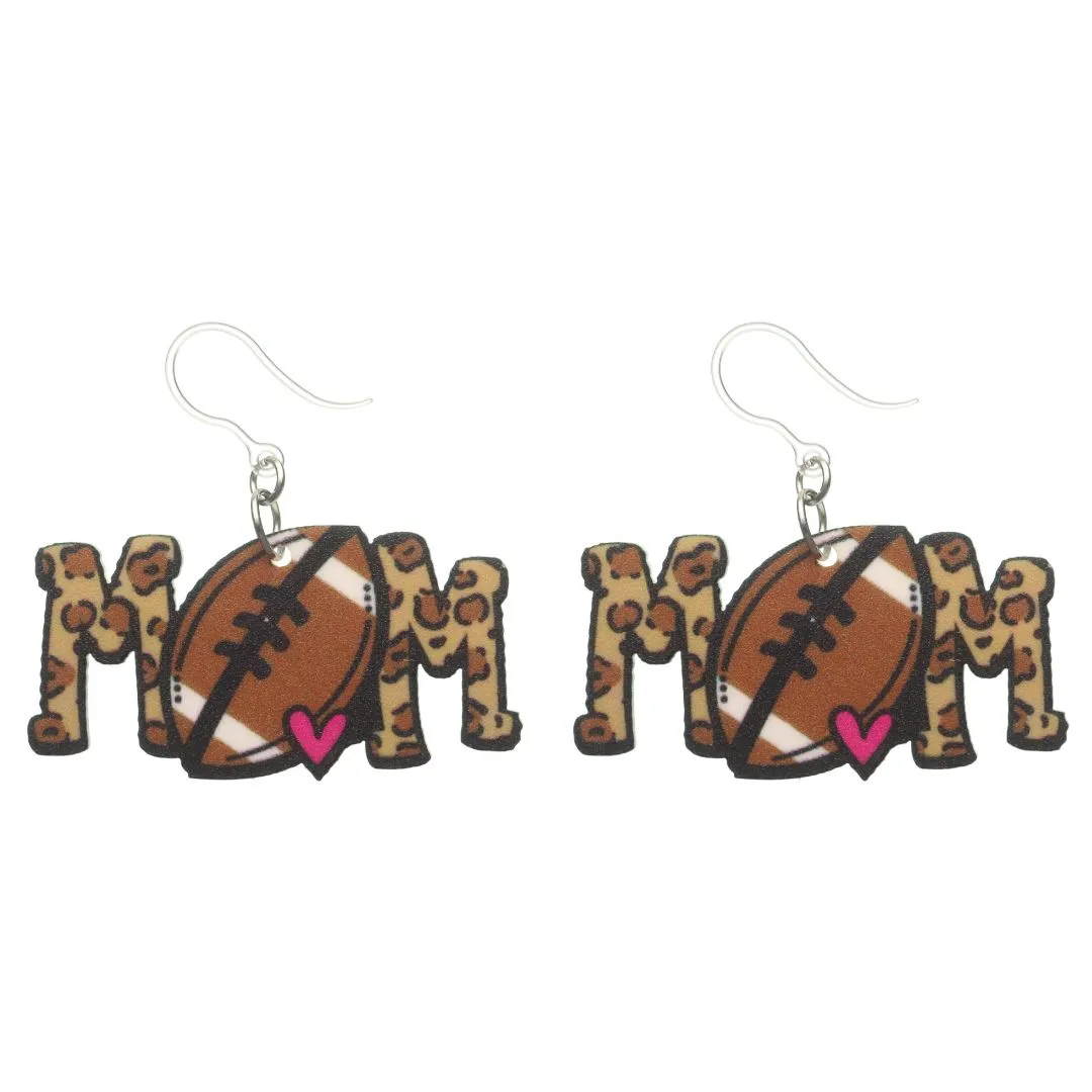 Leopard Sports Mom Dangles Hypoallergenic Earrings for Sensitive Ears Made with Plastic Posts