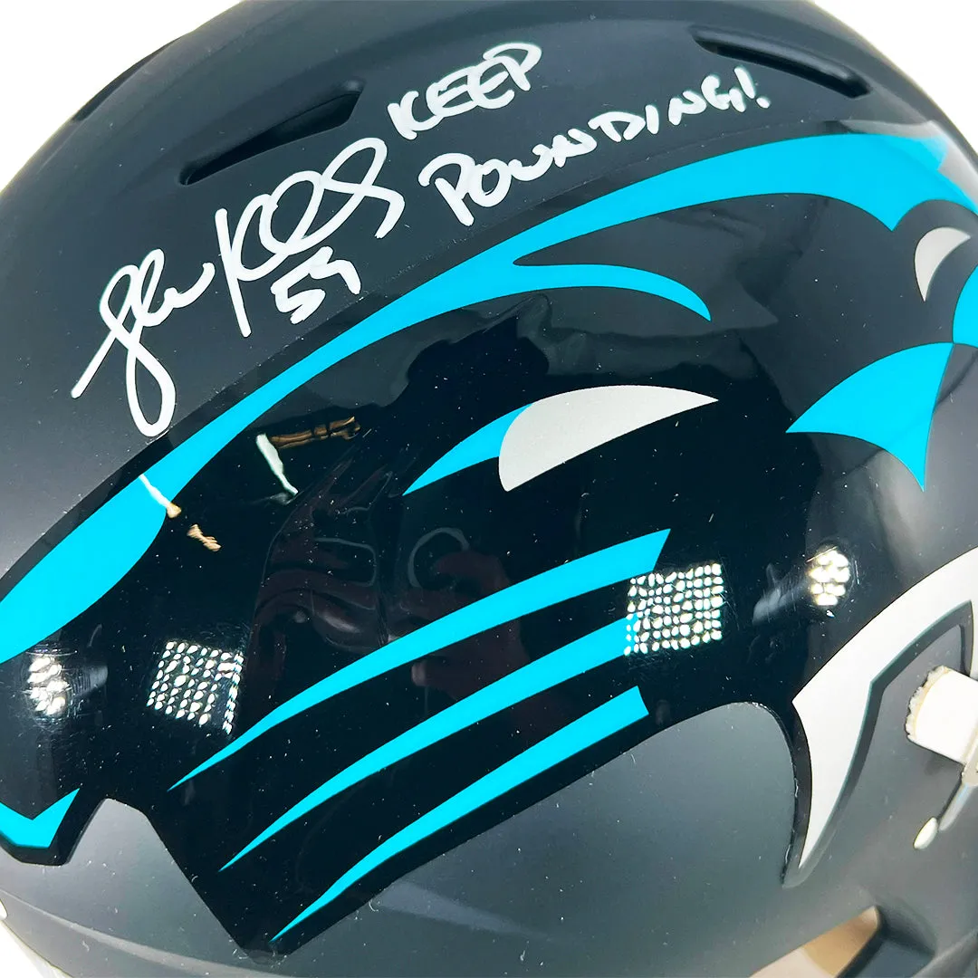 Luke Kuechly Signed Keep Pounding Inscription Carolina Panthers Authentic AMP Full-Size Football Helmet (Beckett)