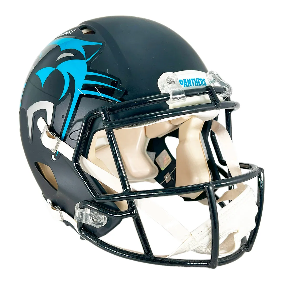 Luke Kuechly Signed Keep Pounding Inscription Carolina Panthers Authentic AMP Full-Size Football Helmet (Beckett)