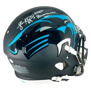 Luke Kuechly Signed Keep Pounding Inscription Carolina Panthers Authentic AMP Full-Size Football Helmet (Beckett)