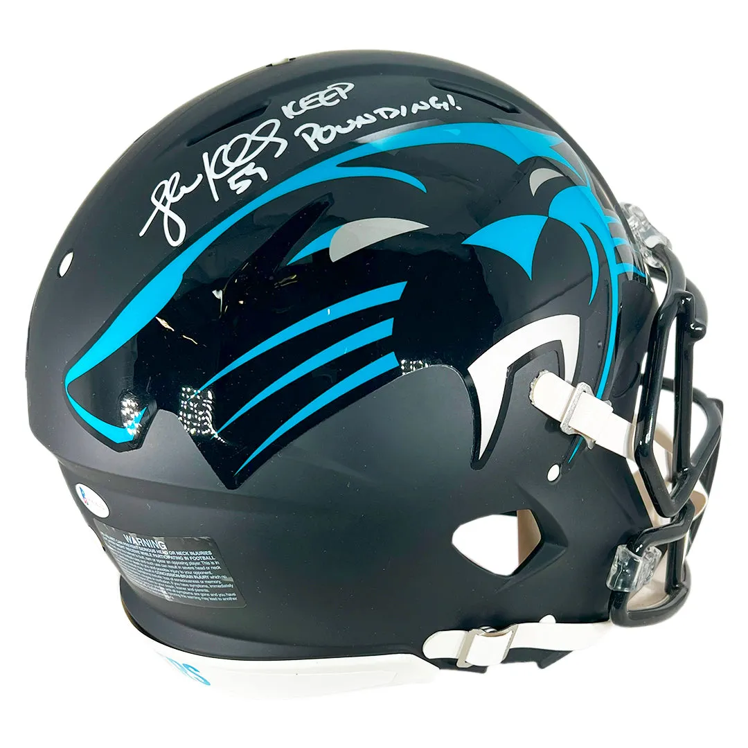 Luke Kuechly Signed Keep Pounding Inscription Carolina Panthers Authentic AMP Full-Size Football Helmet (Beckett)