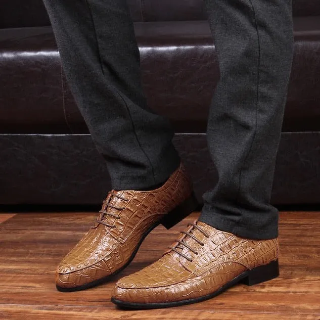 LuxePoint Exotic Lace-Up Derby Shoes