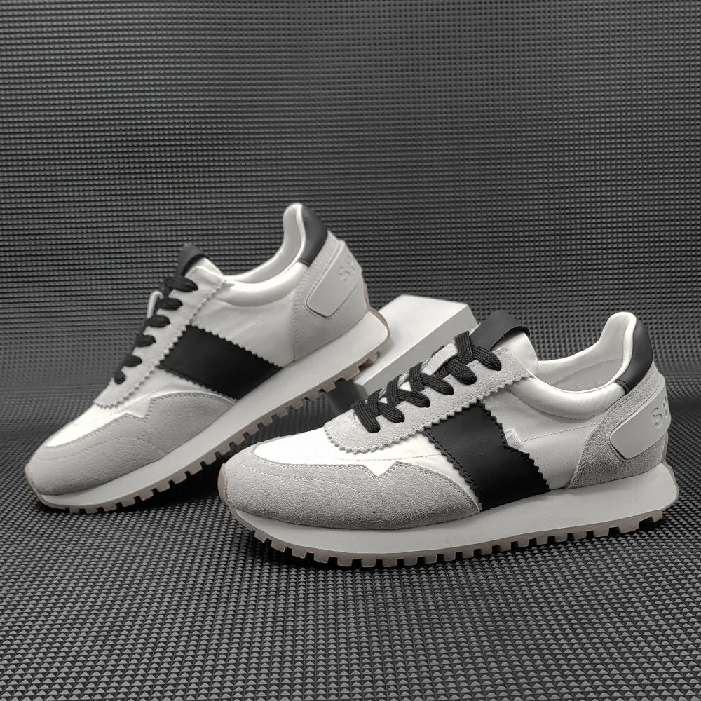 Men Fashion Leather Canvas Casual Training Sneakers