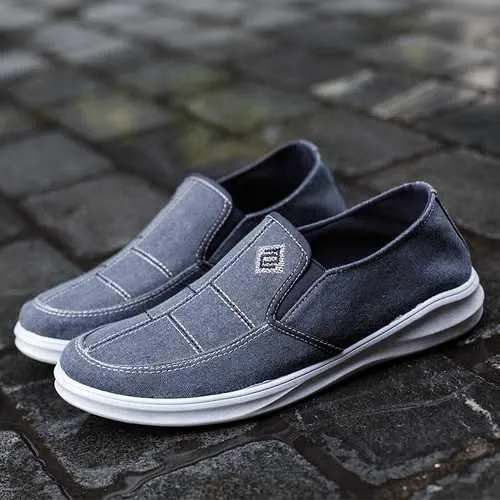 Men Low Top Canvas Breathable Flat Slip On Casual Loafers