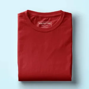 Men's Red t-shirt in plain round neck half sleeves