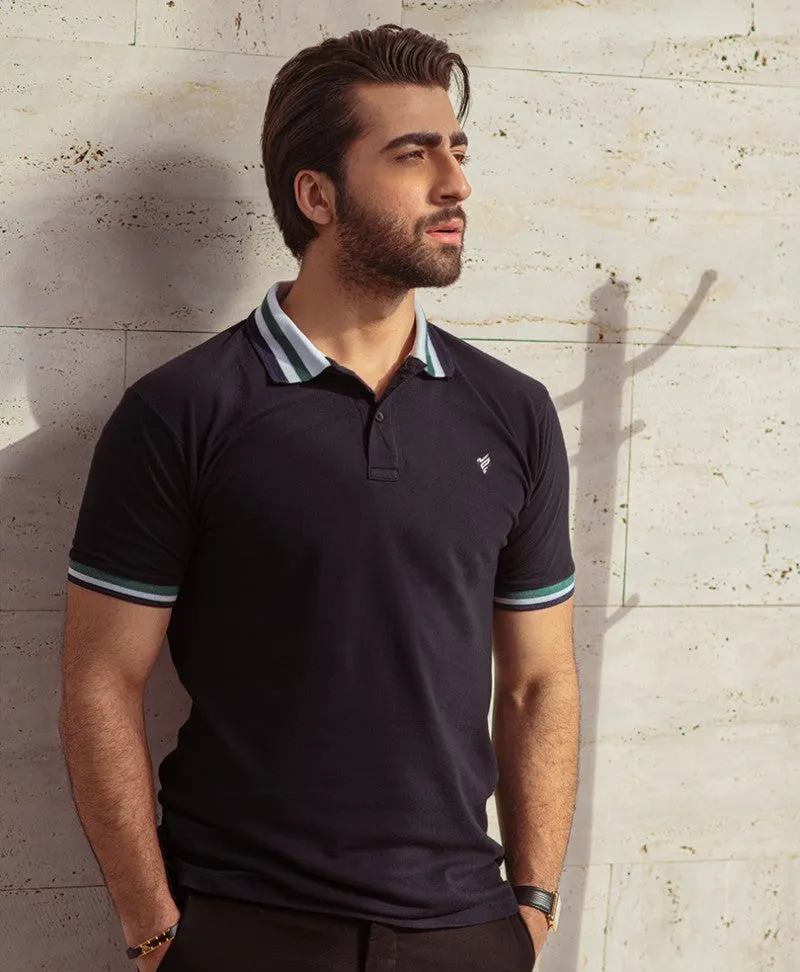 Navy White Sports POLO