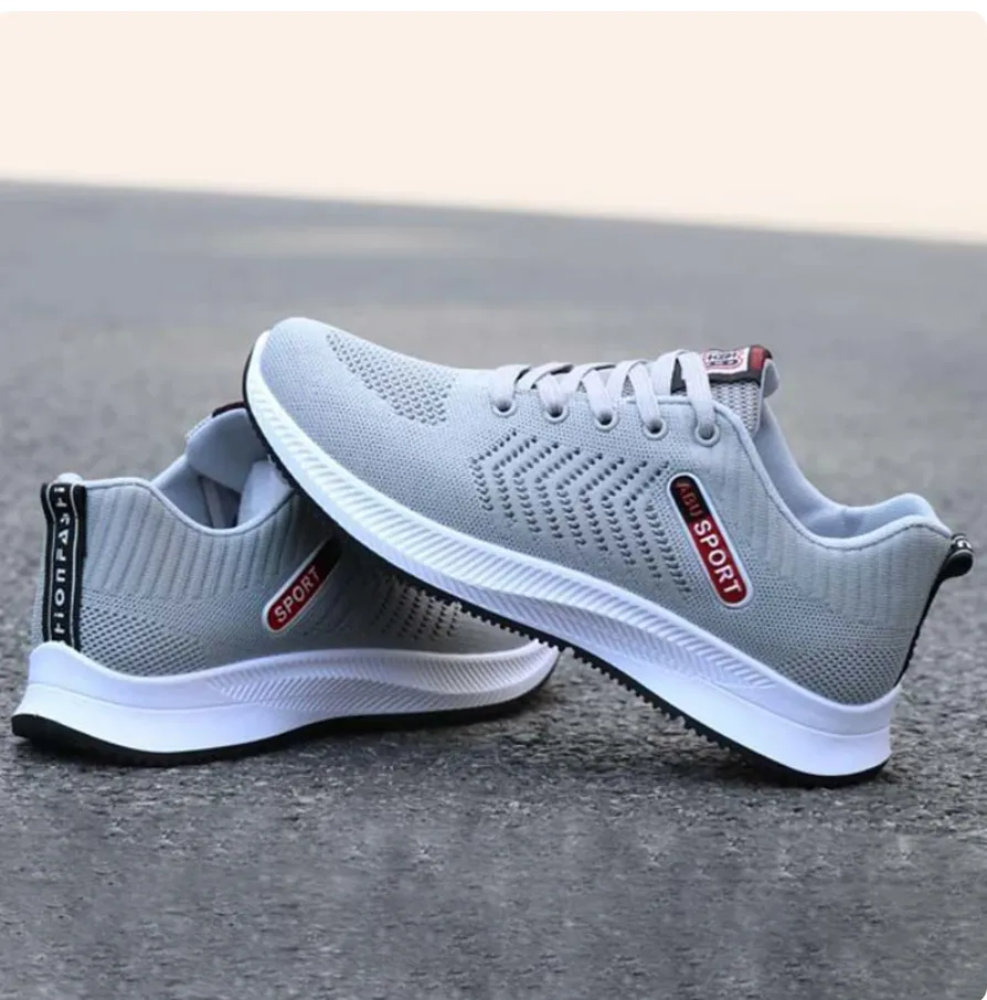 NEW Men Lightweight Breathable Sneakers Flying Woven Casual Shoes Outdoor Running Shoes, Grey, Sz 7