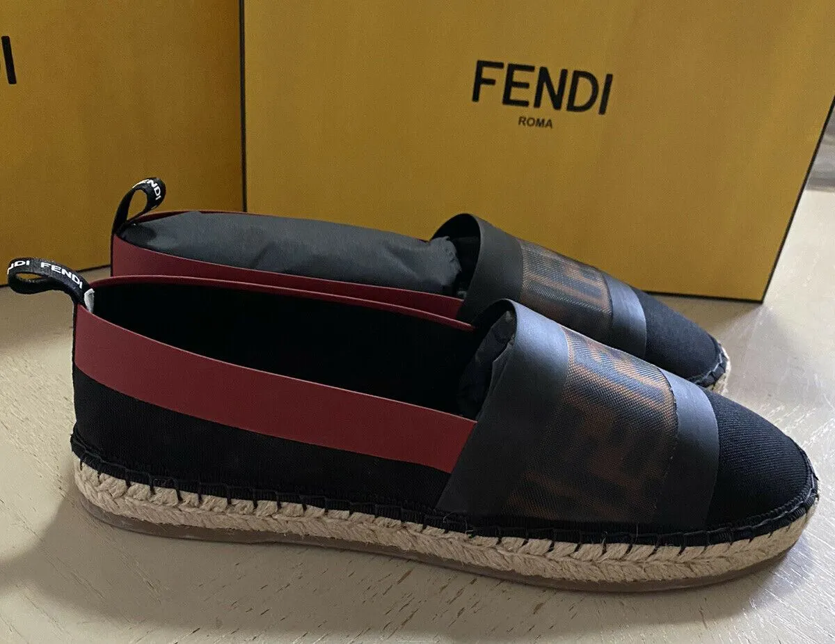 NIB Fendi Women Flat Colibrì Mesh FF Espadrille Black/Red 10.5 US ( 40.5 Eu )