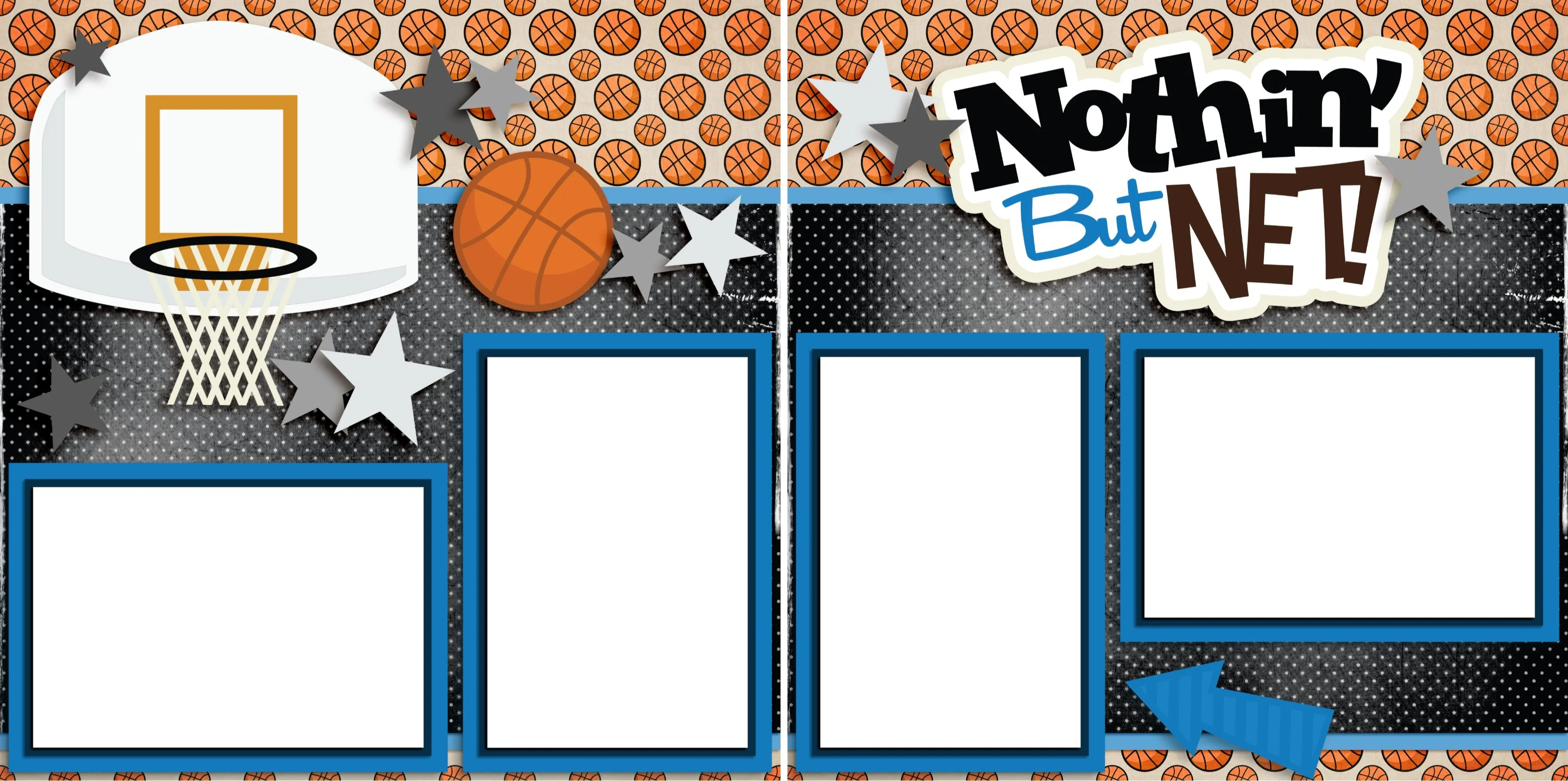 Nothin' But Net Blue - Digital Scrapbook Pages - INSTANT DOWNLOAD