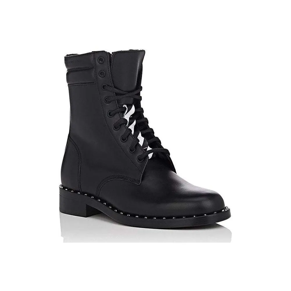 Off-White Studded Calfskin Lace-Up Ankle Boots