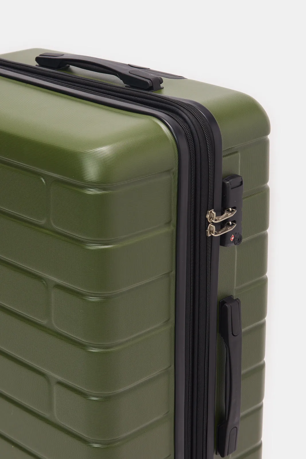 Olive Textured Trolley Luggage (24 Inch)