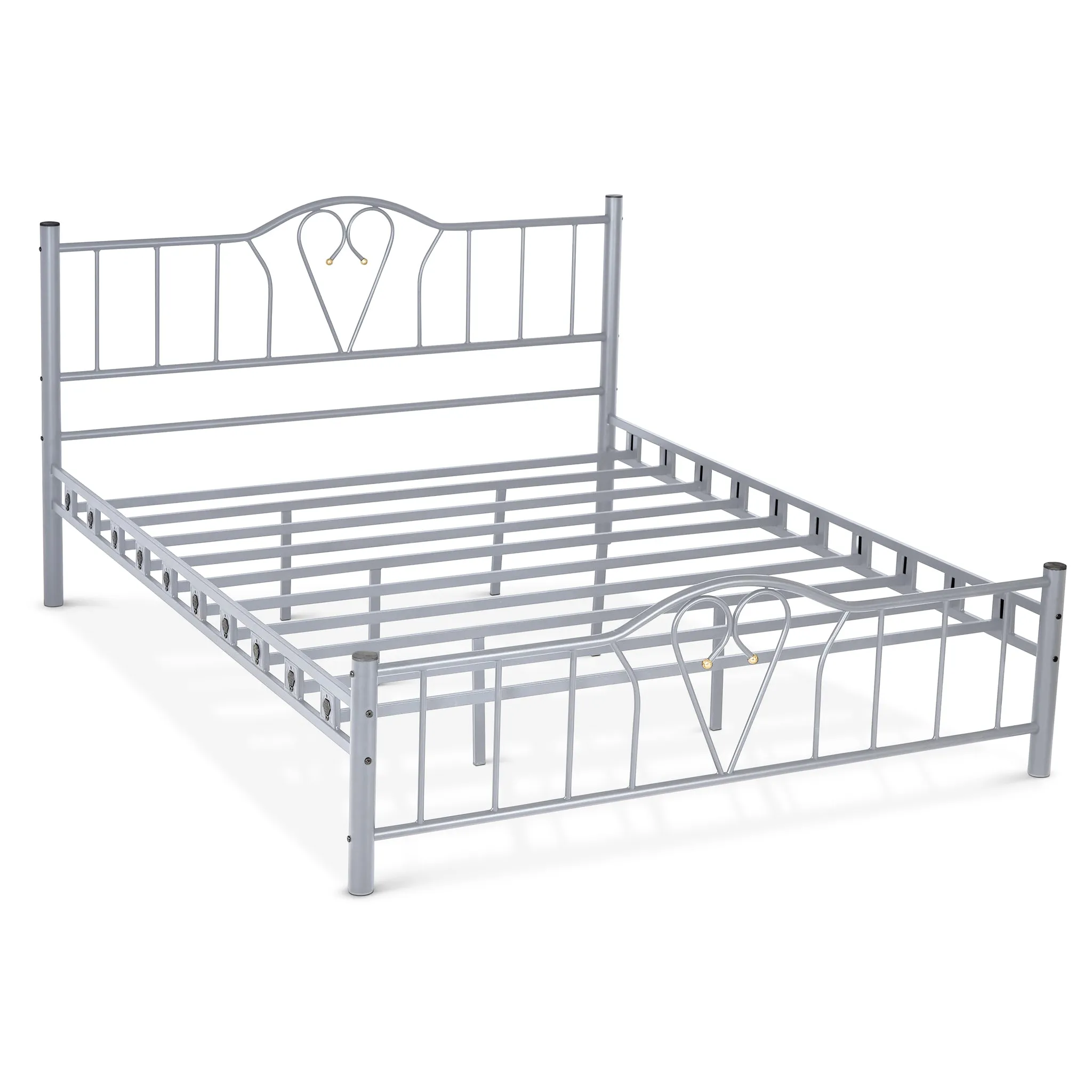 Orkide Metal 4'6FT Double Bed Frame - Silver