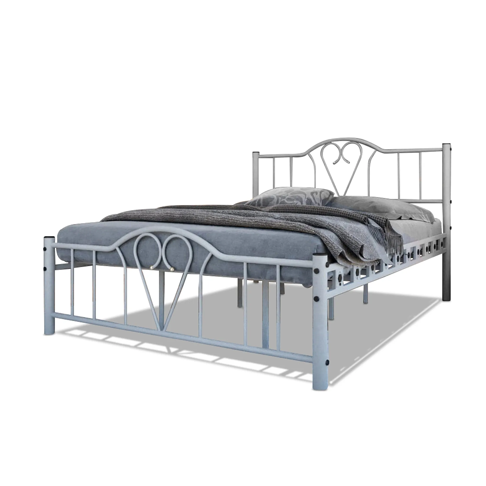 Orkide Metal 4'6FT Double Bed Frame - Silver