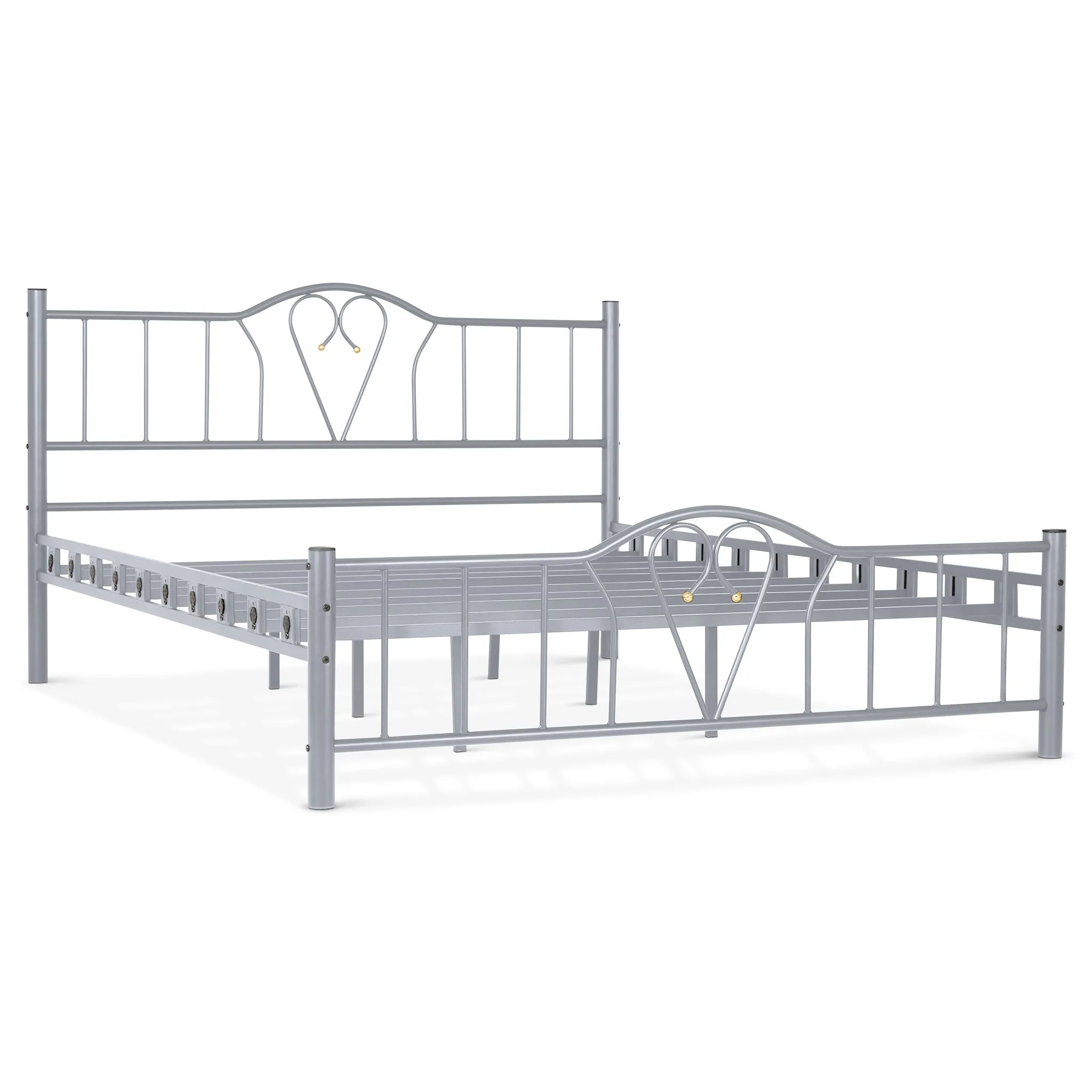 Orkide Metal 4'6FT Double Bed Frame - Silver