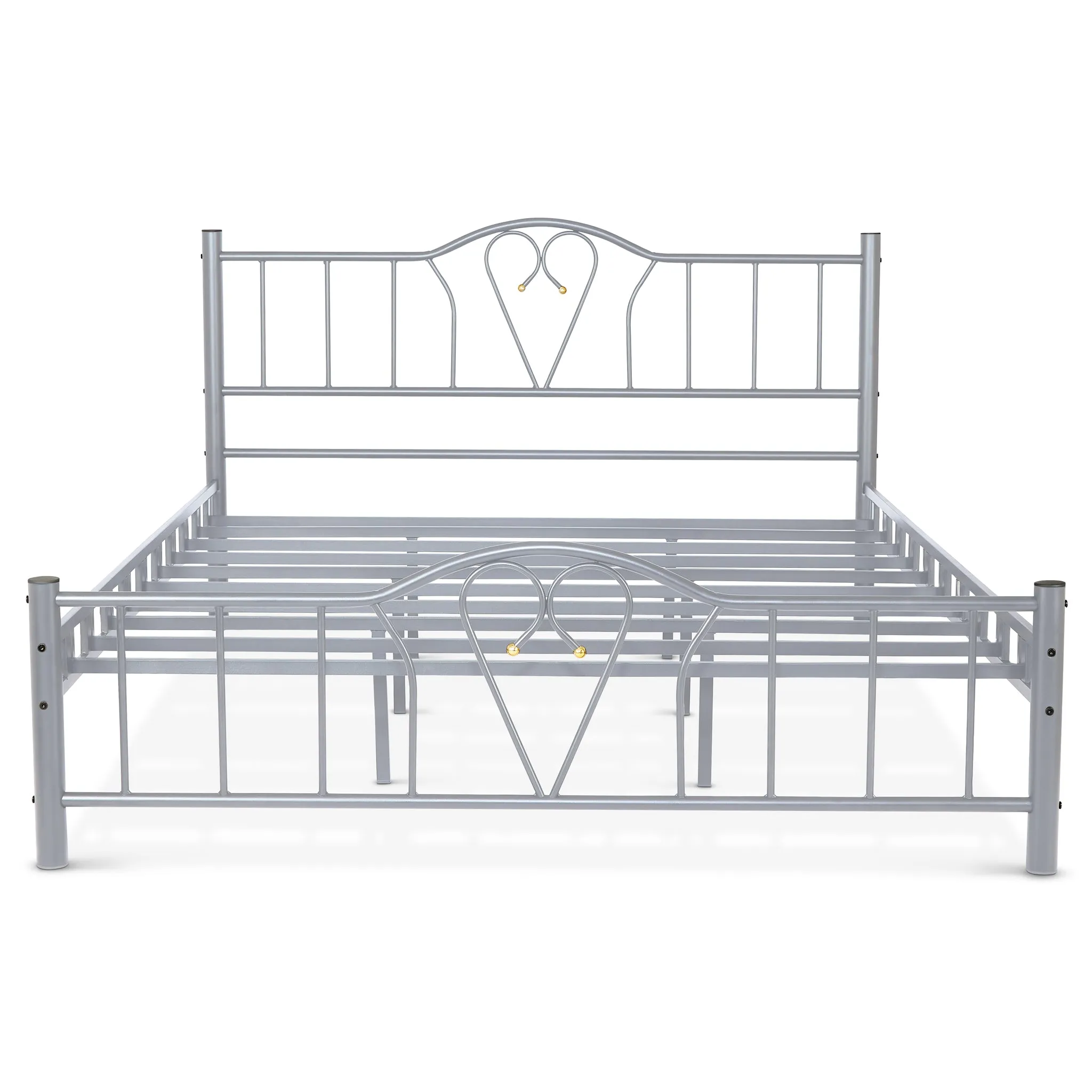 Orkide Metal 4'6FT Double Bed Frame - Silver