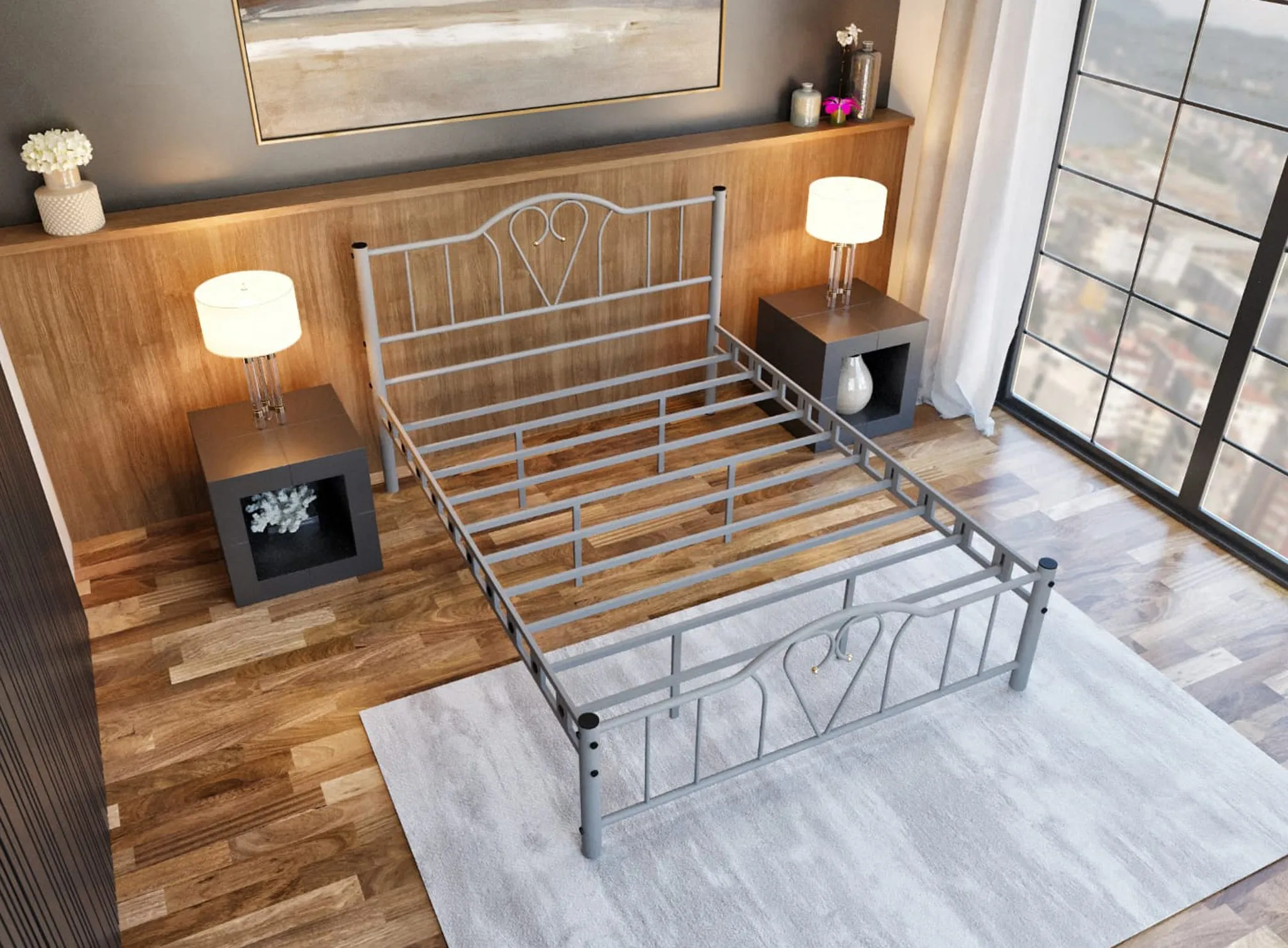 Orkide Metal 5FT King Size Bed Frame - Silver