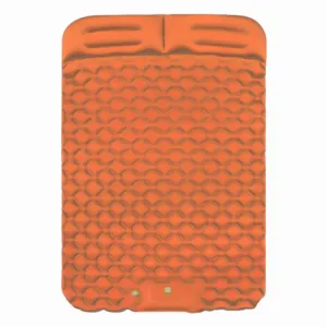 Outdoor Camping, Fishing, and Beach Inflatable Double Cushion Bed, Portable TPU, 76.8 x 46.9 x 6.3 inches (Orange)