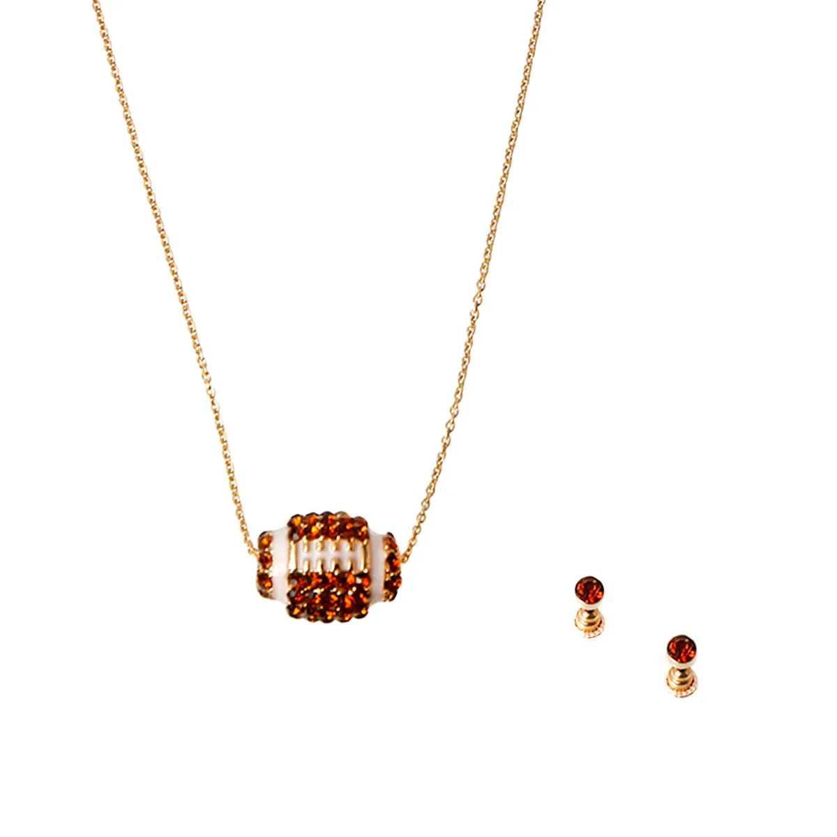 Pave Rhinestone Football Necklace Set