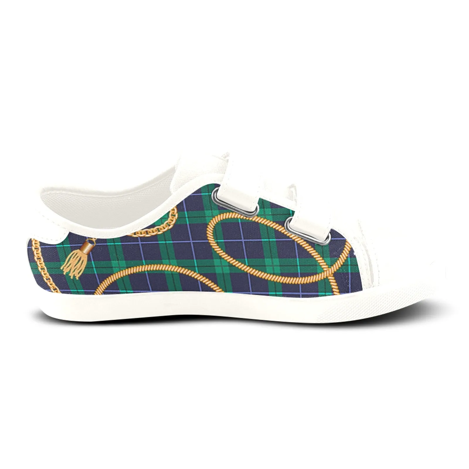 PLAID IN GOLD Velcro Canvas Kid's Shoes