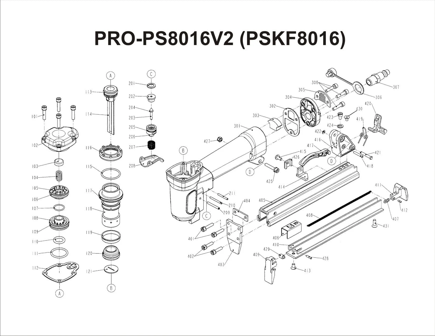 PNEUMATIC STAPLER KAYMO PRO-8016V2