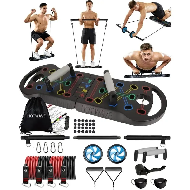 Portable Exercise Equipment with 16 Gym Accessories. Full Body Workout at Home