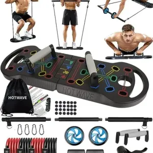 Portable Exercise Equipment with 16 Gym Accessories. Full Body Workout at Home