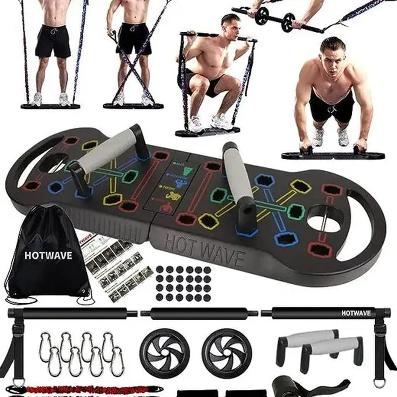 Portable Exercise Equipment with 16 Gym Accessories. Full Body Workout at Home