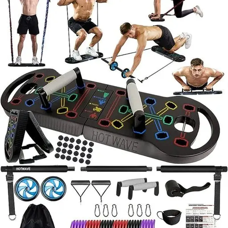 Portable Exercise Equipment with 16 Gym Accessories. Full Body Workout at Home