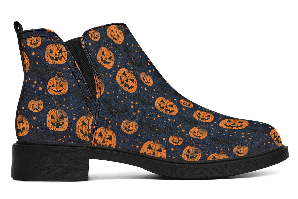 Pumpkin Party Chelsea Boots - Comfy Slip-On - Soft & Water-Resistant Micro-Suede Vegan Shoes