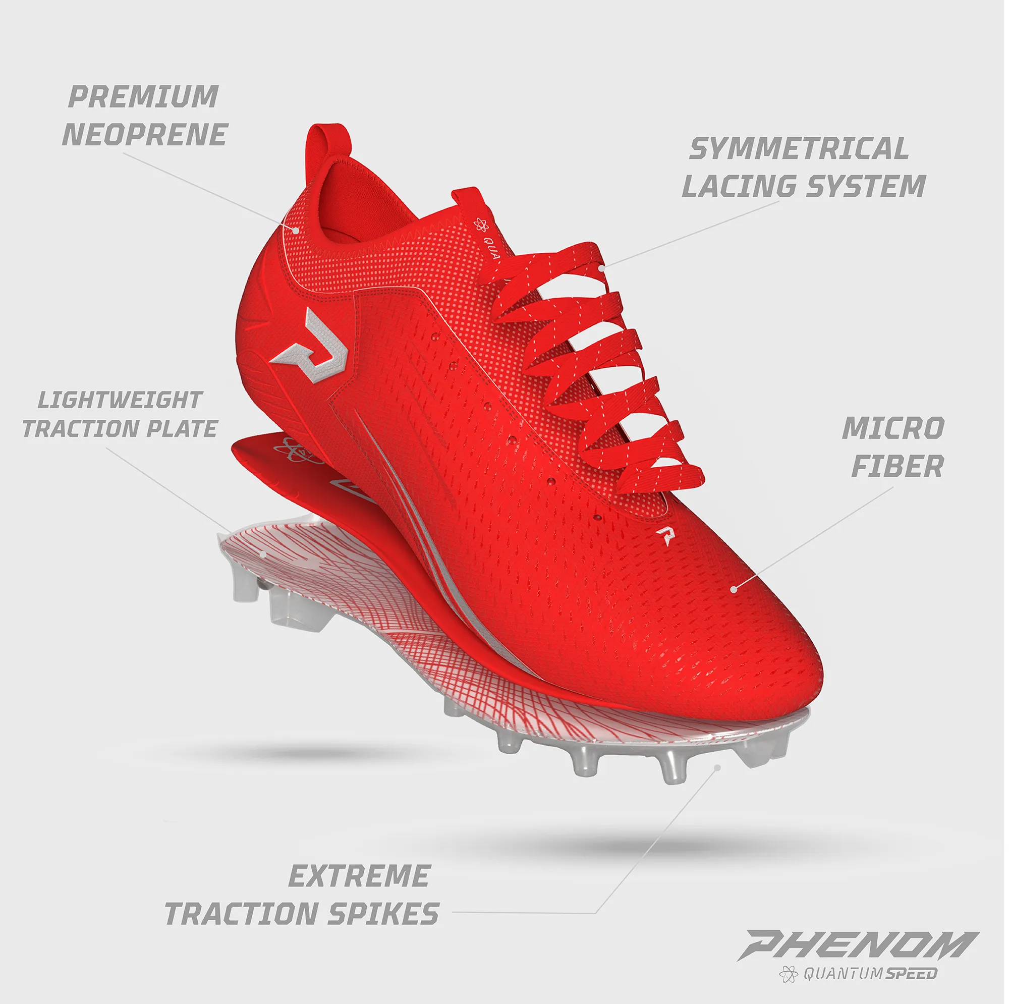 Quantum Speed: Football Cleats - Red - Team Colors