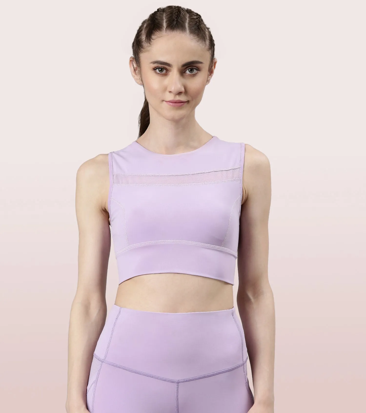 Racer Longline Sports Bra | Crew Neck Racer Back Dry Fit Long Sports Bra