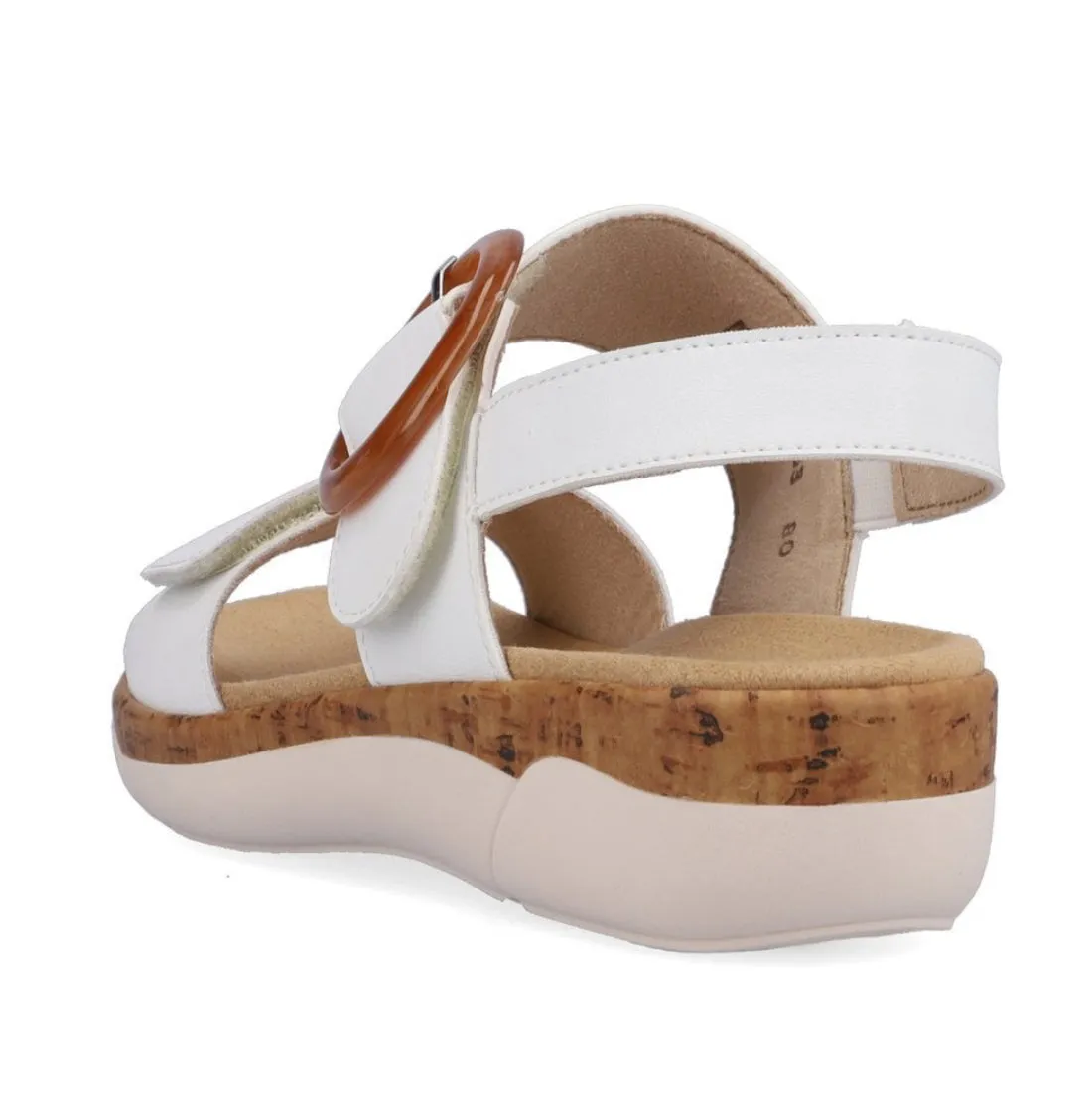 Remonte R6853-80 Rock White Leather Low Wedge Sandals