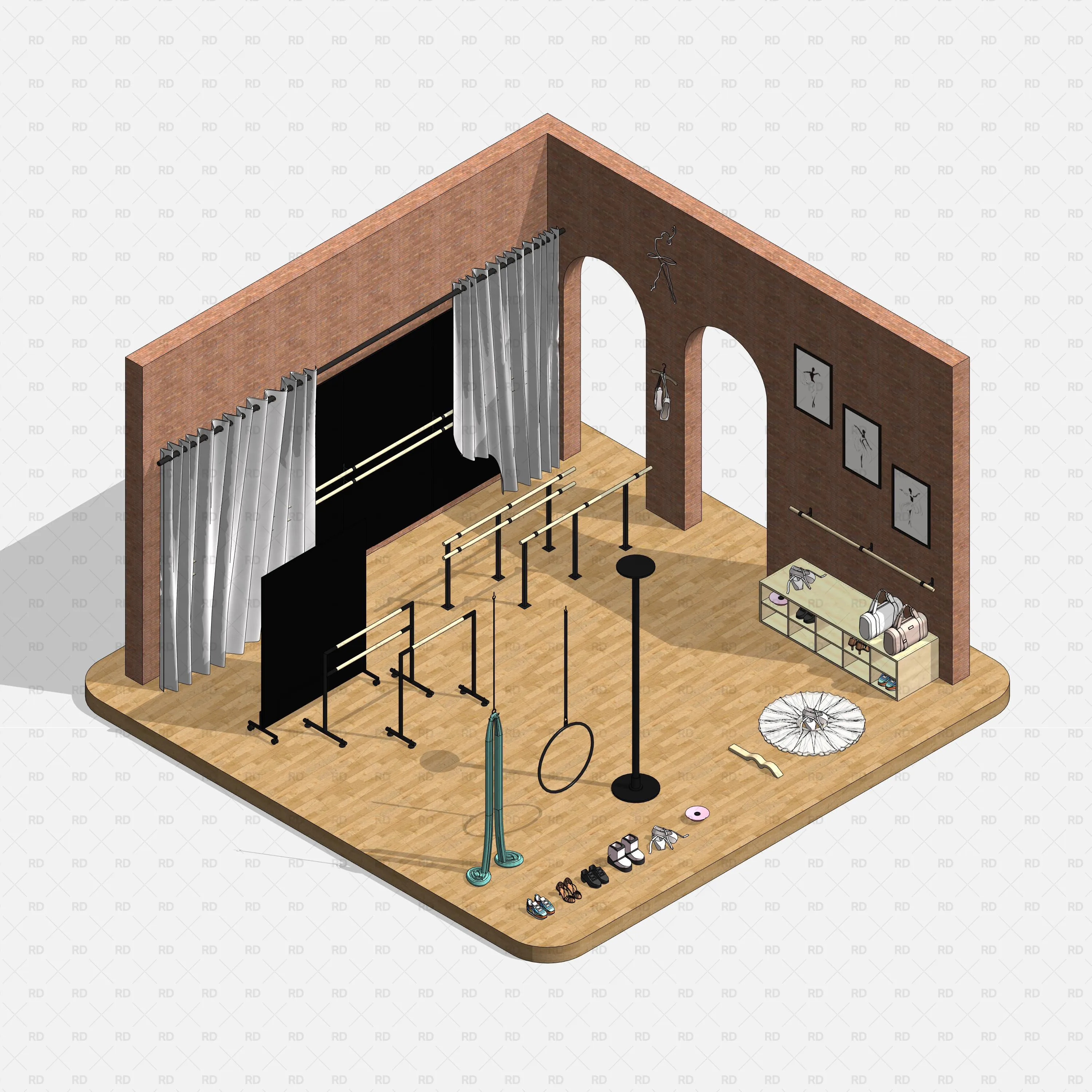 Revit Dance Studio Equipment