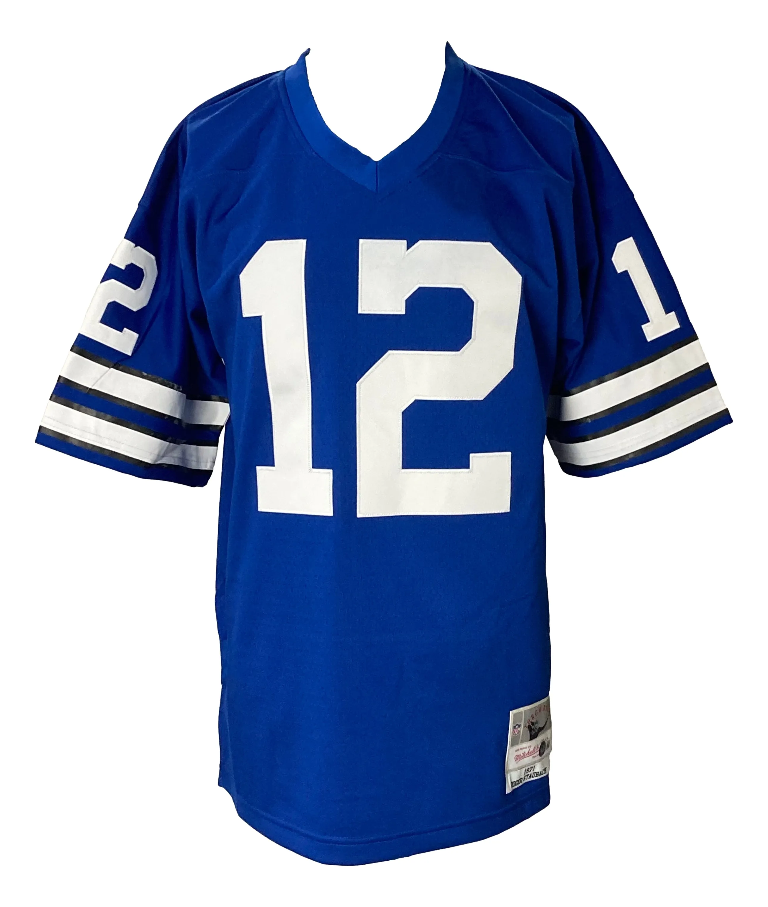 Roger Staubach Signed Cowboys Mitchell & Ness NFL Legacy Jersey HOF 85 BAS ITP